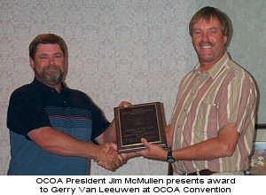 Van Leeuwen receives award from OCOA President McMullen